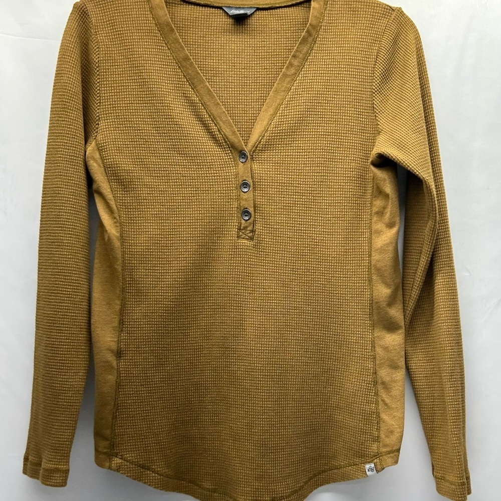 Eddie Bauer Mustard Brown Waffle Knit Top Hat Women’s S